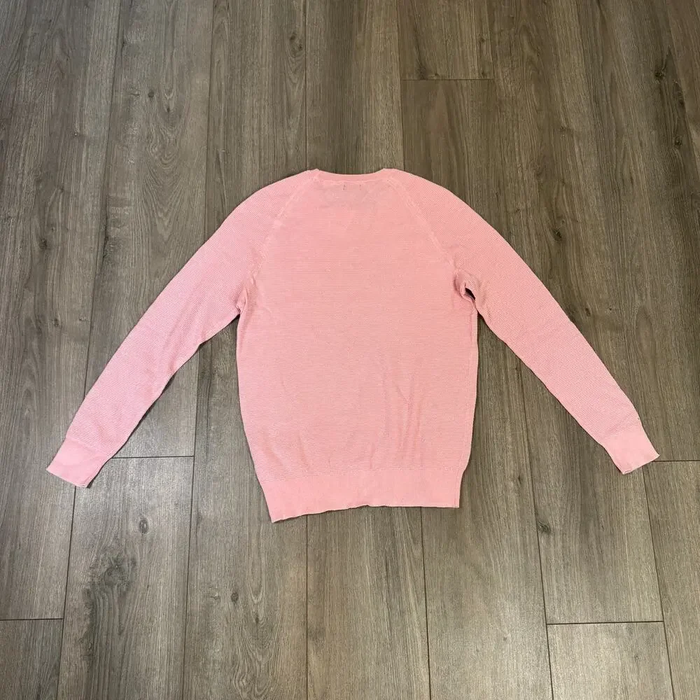 J.Crew Cotton Seed Stitch Crewneck Sweater Mens S Pink Pullover Rib Trim Stretch